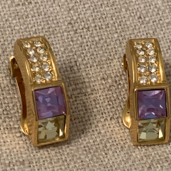 Christian Dior Crystal Clip On Earrings - Picture 2 of 11
